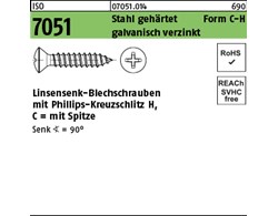 ISO 7051 Stahl, geh. Form C-H galvanisch verzinkt Linsensenk-Blechschrauben mit 