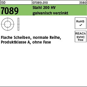 ISO 7089 Stahl 5 ( 5,3 x 10 x 1 ) 200 HV, galv. verzinkt gal Zn S