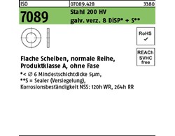 ISO 7089 Stahl 200 HV galv. verz. 8 DiSP + S Flache Scheiben, normale Reihe, Pro