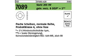 ISO 7089 Stahl 200 HV galv. verz. 8 DiSP + S Flache Scheiben, normale Reihe, Pro