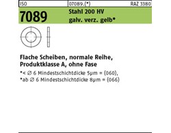 ISO 7089 Stahl 200 HV galv. verz. gelb Flache Scheiben, normale Reihe, Produktkl