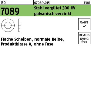 ISO 7089 Stahl 10 (10,5 x 20 x 2 ) 300 HV, galv. verzinkt gal Zn S