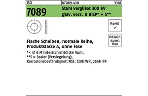 ISO 7089 Stahl 300 HV galv. verz. 8 DiSP + S Flache Scheiben, normale Reihe, Pro