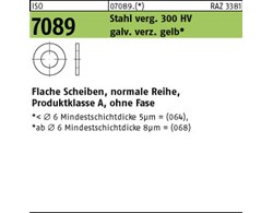 ISO 7089 Stahl verg. 300 HV galv. verz. gelb Flache Scheiben, normale Reihe, Pro