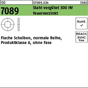 ISO 7089 Stahl 10 (10,5 x 20 x 2 ) 300 HV, feuerverzinkt tZn S