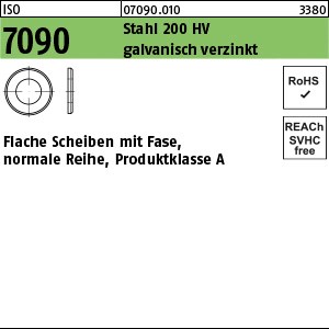ISO 7090 Stahl 5 ( 5,3 x 10 x 1 ) 200 HV, galv. verzinkt gal Zn S