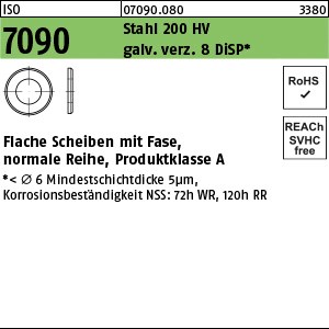 ISO 7090 Stahl 5 ( 5,3 x 10 x 1 ) 200 HV, gal Zn DiSP gal ZnDi S