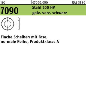 ISO 7090 Stahl 5 ( 5,3 x 10 x 1 ) 200 HV, gal Zn schwarz chrom. gal ZnS S