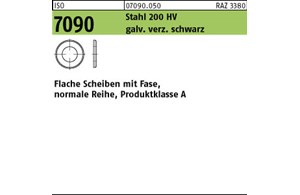 ISO 7090 Stahl 200 HV galv. verz. schwarz Flache Scheiben mit Fase, normale Reih