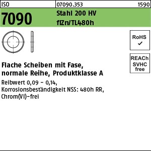 ISO 7090 Stahl 6 ( 6,4 x 12 x 1,6) 200 HV, flZn/nc/TL/x/480h/C flZn S