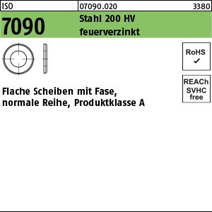 ISO 7090 Stahl 6 ( 6,4 x 12 x 1,6) 200 HV, feuerverzinkt tZn S