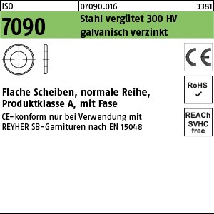 ISO 7090 St. CE 10 (10,5 x 20 x 2 ) 300 HV, galv. verzinkt gal Zn S
