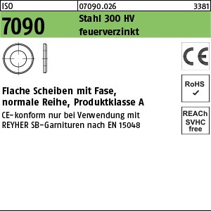 ISO 7090 St. CE 10 (10,5 x 20 x 2 ) 300 HV, feuerverzinkt tZn S