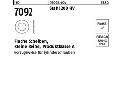 ISO 7092 Stahl 200 HV Flache Scheiben, kleine Reihe, Produktklasse A