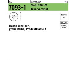 ISO 7093-1 Stahl 200 HV feuerverzinkt Flache Scheiben, große Reihe, Produktklass