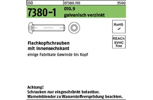 ISO 7380-1 010.9 galvanisch verzinkt Flachkopfschrauben mit Innensechskant 