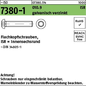 ISO 7380 -1 010.9 M 4 x 8 -T galv. verzinkt + getempert gal Zn S
