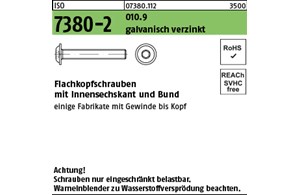 ISO 7380-2 010.9 galvanisch verzinkt Flachkopfschrauben mit Innensechskant und B