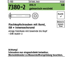 ~ISO 7380-2 010.9 ISR, galvanisch verzinkt Flachkopfschrauben mit Innensechsrund