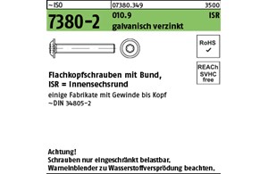 ~ISO 7380-2 010.9 ISR, galvanisch verzinkt Flachkopfschrauben mit Innensechsrund