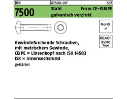 DIN 7500 Stahl Form CE-ISR/PE galvanisch verzinkt Gewindefurchende Schrauben, IS