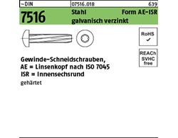 ~DIN 7516 Stahl Form AE-ISR galvanisch verzinkt Gewinde-Schneidschrauben mit Lin