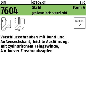 DIN 7604 Stahl A M 10 x 1 galv. verzinkt gal Zn S