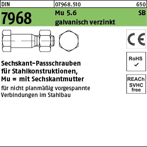 DIN 7968 Mu 5.6 / CE M 12 x 40 galv. verzinkt gal Zn S