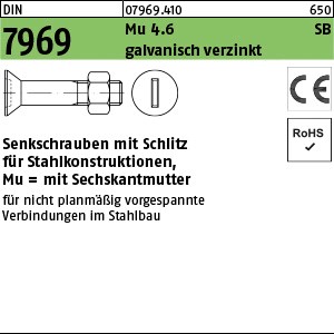 DIN 7969 Mu 4.6 / CE M 12 x 30 galv. verzinkt gal Zn S