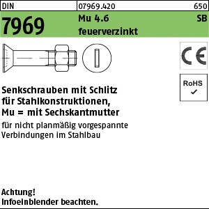 DIN 7969 Mu 4.6 U / CE M 12 x 35 feuerverzinkt tZn S