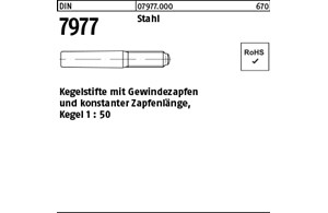 DIN 7977 Stahl Kegelstifte mit Gewindezapfen und konstanter Zapfenlänge, Kegel 1