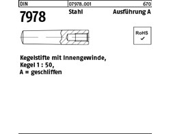 DIN 7978 Stahl Ausführung A Kegelstifte mit Innengewinde, Kegel 1 : 50, geschlif