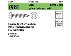 ~DIN 7981 Stahl Form C-ISR galvanisch verzinkt Linsen-Blechschrauben mit Spitze,
