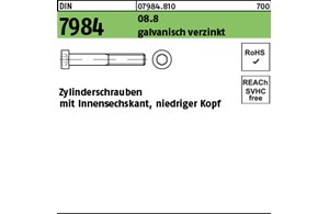 DIN 7984 08.8 galvanisch verzinkt Zylinderschrauben mit Innensechskant, niedrige