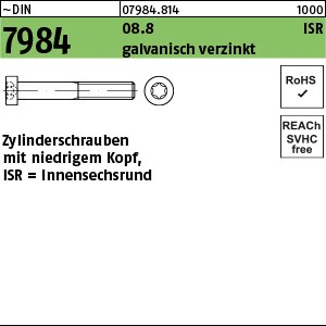 DIN 7984 08.8 M 4 x 16 gal Zn, Antr. Innensechsrund gal Zn S