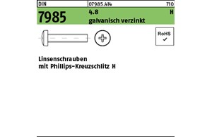 DIN 7985 4.8 H galvanisch verzinkt Linsenschrauben mit Phillips-Kreuzschlitz H
