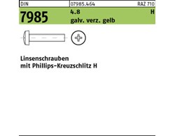 DIN 7985 4.8 H galv. verz. gelb Linsenschrauben mit Phillips-Kreuzschlitz H