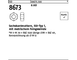 ISO 8673 6 AU Sechskantmuttern, ISO-Typ 1, mit metrischem Feingewinde