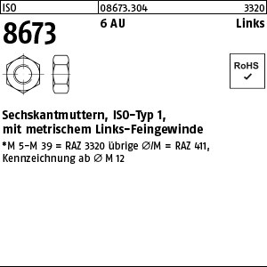 ISO 8673 6 AU M 8 x 1 -LH ungestempelt S