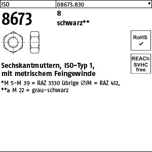 ISO 8673 8 M 8 x 1 schwarz schwarz S