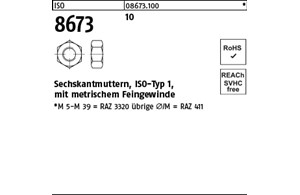 ISO 8673 10 Sechskantmuttern, ISO-Typ 1, mit metrischem Feingewinde