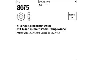 ISO 8675 04 Niedrige Sechskantmuttern mit Fasen und metrischem Feingewinde