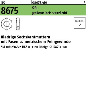 ISO 8675 04 M 8 x 1 galv. verzinkt gal Zn S