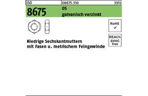 ISO 8675 05 galvanisch verzinkt Niedrige Sechskantmuttern mit Fasen und metrisch