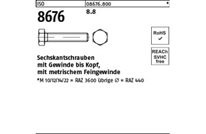 ISO 8676 8.8 Sechskantschrauben mit Gewinde bis Kopf, mit metrischem Feingewinde