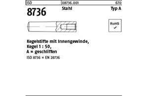 ISO 8736 Stahl Typ A Kegelstifte mit Innengewinde, Kegel 1 : 50, geschliffen