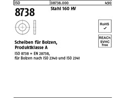 ISO 8738 Stahl 160 HV Scheiben für Bolzen, Produktklasse A 