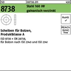 ISO 8738 Stahl 160 HV galvanisch verzinkt Scheiben für Bolzen, Produktklasse A 