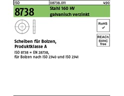 ISO 8738 Stahl 160 HV galvanisch verzinkt Scheiben für Bolzen, Produktklasse A 