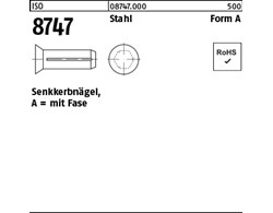 ISO 8747 Stahl Form A Senkkerbnägel, mit Fase 